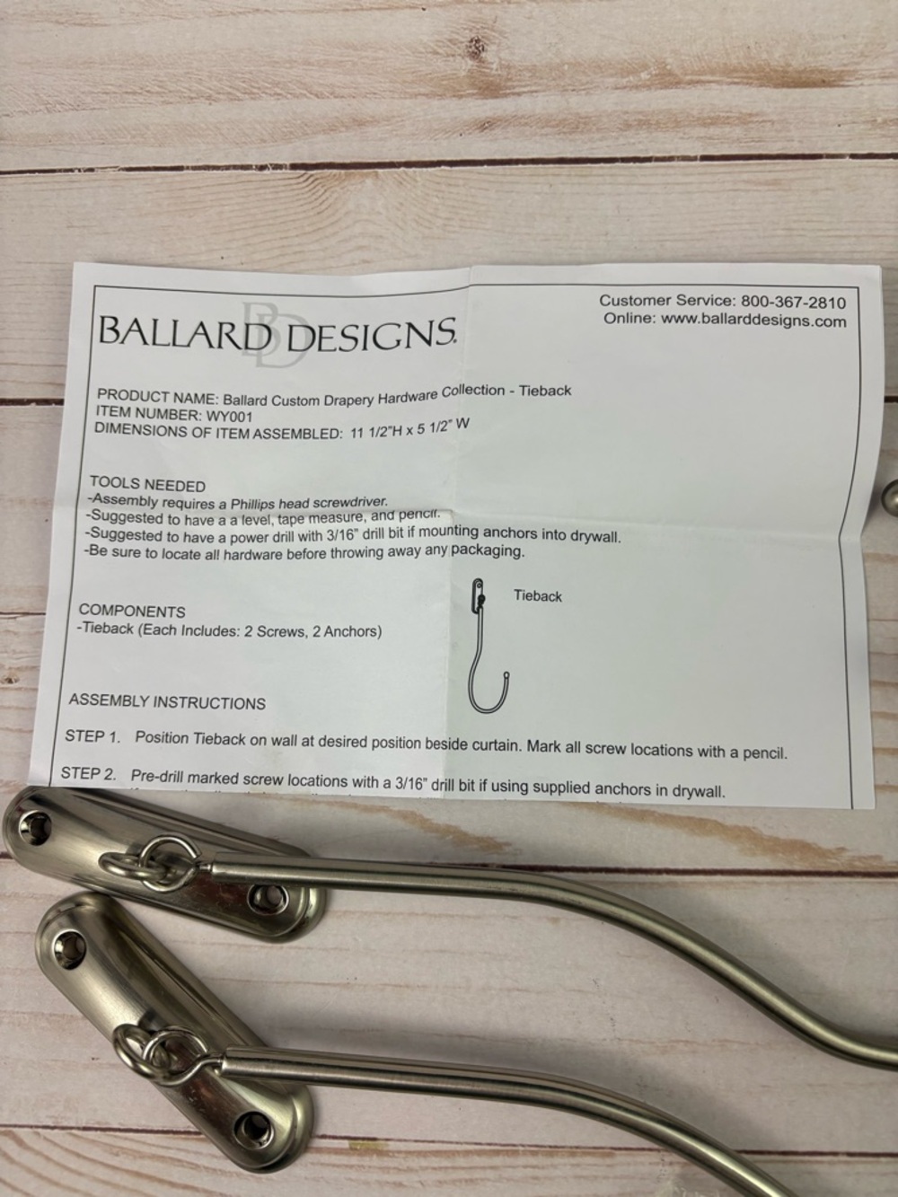 Ballard Designs Drapery Hardware Tiebacks Set of 2 Polished Nickel WY001 - Picture 2 of 6